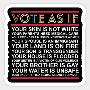 Vote As If Your Skin Is Not White, Vote Blue Gift Sticker